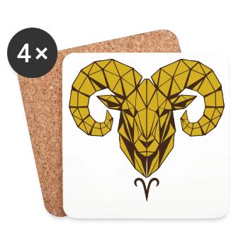 Geometric Gold Ram - Coasters (set of 4) - white - Front