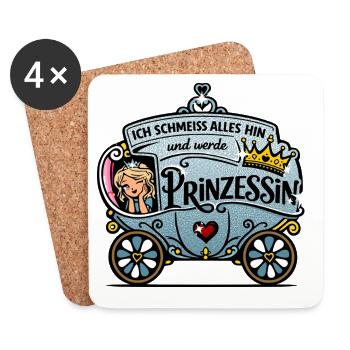 Ich werd Prinzessin Glitzerkutsche - Untersetzer (4er-Set) - Weiß - Vorne