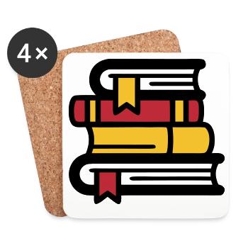 Bücherstapel Lesen BookTok Bunt - Untersetzer (4er-Set) - Weiß - Vorne
