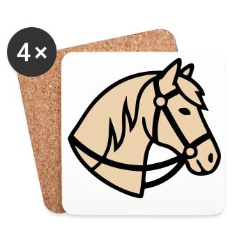 Pony Kopf Pferd Züchter Logo - Untersetzer (4er-Set) - Weiß - Vorne