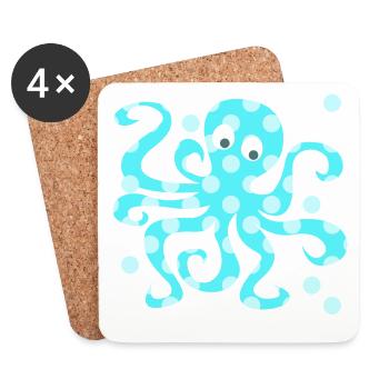 Oktopus Tintenfisch Punkte Dots Comic Meerestier - Untersetzer (4er-Set) - Weiß - Vorne