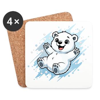 Happy Polar Bear Splash - Coasters (set of 4) - white - Front