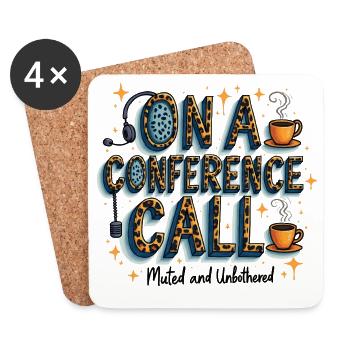Online Conference Call Coffee Style Muted Unbothered - Coasters (set of 4) - white - Front