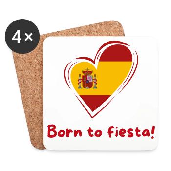 Spain Heart Flag Born to Fiesta - Coasters (set of 4) - white - Front