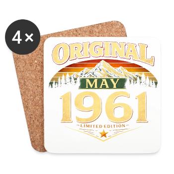 65th Birthday Gift Original May 1961 - Coasters (set of 4) - white - Front