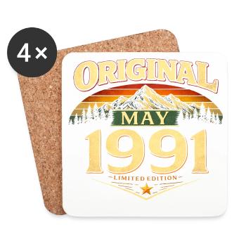 Cadeau du 35e anniversaire Original mai 1991 - Dessous de verre (lot de 4) - blanc - Devant