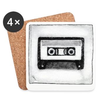 Cassette - œuvres sculptées à la main - Dessous de verre (lot de 4) - blanc - Devant