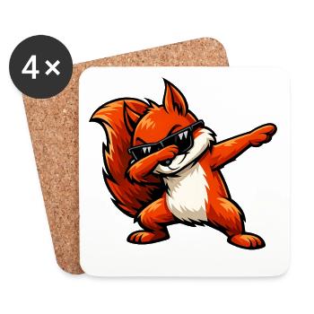 Dabbing Rotes Eichhörnchen - Untersetzer (4er-Set) - Weiß - Vorne