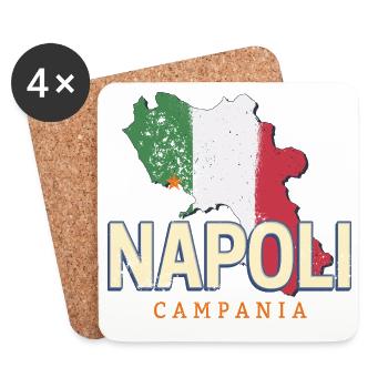 Neapel in Italien Kampanien Vintage Souvenir - Untersetzer (4er-Set) - Weiß - Vorne