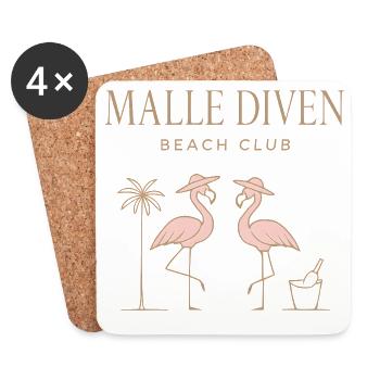 Malle Diven Beach Club Flamingo Mallorca Party - Dessous de verre (lot de 4) - blanc - Devant