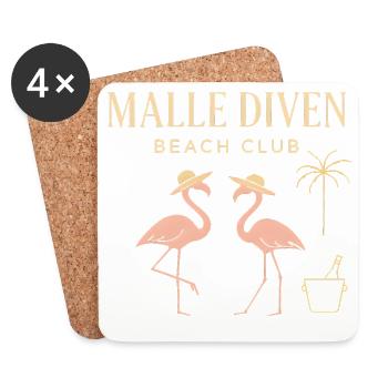 Malle Diven Beach Club Flamingo Mallorca Party - Dessous de verre (lot de 4) - blanc - Devant