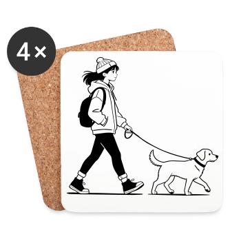 Dog walking - Coasters (set of 4) - white - Front