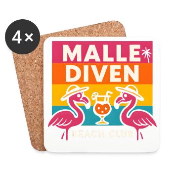 Malle Diven Beach Club Flamingo Mallorca Party  - Untersetzer (4er-Set) - Weiß - Vorne