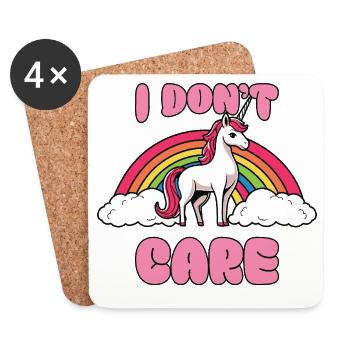 Unicorn Regenbogen Spruch mir egal einhorn - Untersetzer (4er-Set) - Weiß - Vorne
