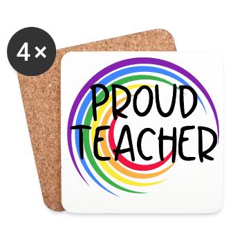 Proud Teacher LGBTQ Pride Rainbow Design - Coasters (set of 4) - white - Front