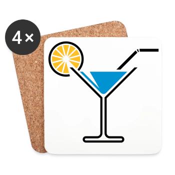 Cocktail / Cocktailglas / Martini + (Hellblau) - Untersetzer (4er-Set) - Weiß - Vorne