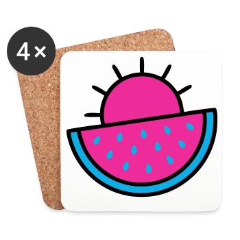 Watermelon Sun 90s Pop Art - Coasters (set of 4) - white - Front