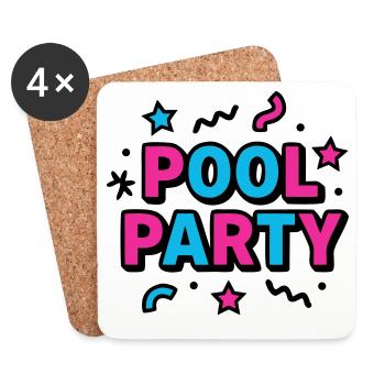Pool Party 90er Schriftzug - Untersetzer (4er-Set) - Weiß - Vorne