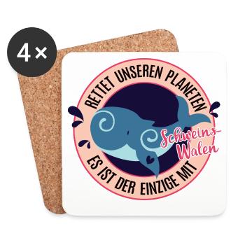 Wal Rettet den Schweinswal Tierschutz Wale Meer - Untersetzer (4er-Set) - Weiß - Vorne