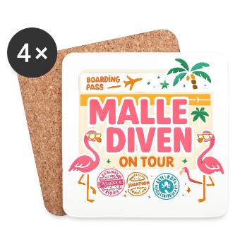 Malle Divas On Tour Women's Flamingo Mallorca Party - Coasters (set of 4) - white - Front