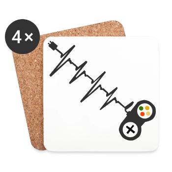 Gamer Heartbeat Controller Pulse Graphic - Untersetzer (4er-Set) - Weiß - Vorne