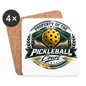 Pickleball Court Emblem - Coasters (set of 4) - white - Front
