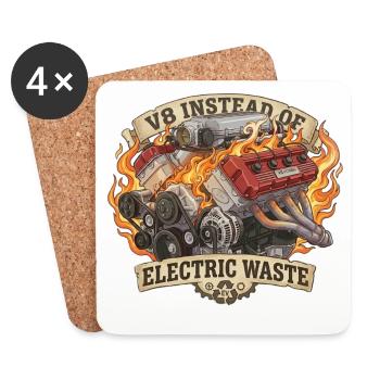 V8 au lieu de VE – Déchets électriques - Dessous de verre (lot de 4) - blanc - Devant