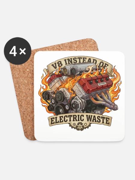 V8 instead of EV – Electric Waste - Coasters (set of 4) - white
