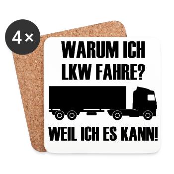 Warum ich LKW Fahre weil ich es kann LKW-Fahrer - Untersetzer (4er-Set) - Weiß - Vorne