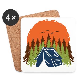 Wandern Berg Natur Zelten Camping  wald Geschenk - Untersetzer (4er-Set) - Weiß - Vorne