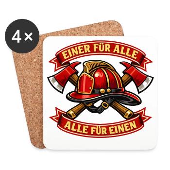 Einer für Alle Feuerwehrhelm Motiv - Untersetzer (4er-Set) - Weiß - Vorne