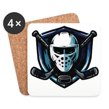 Blason du masque de hockey sur glace - Dessous de verre (lot de 4) - blanc - Devant