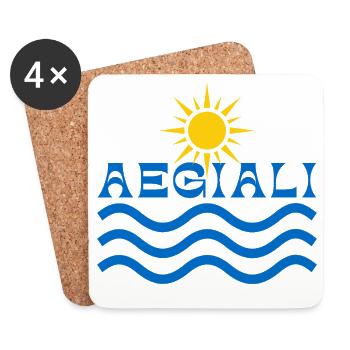 Aegiali Sonne und Wellen - Untersetzer (4er-Set) - Weiß - Vorne