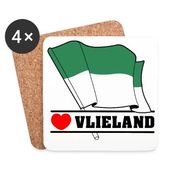 I Love Vlieland – Island Flag Design - Coasters (set of 4) - white - Front