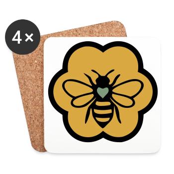 Apiculteur en rayon d’abeille cœur d’abeille, conservation de la nature, apiculteur - Dessous de verre (lot de 4) - blanc - Devant