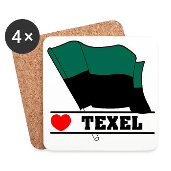 I Love Texel – Design der Inselflagge - Untersetzer (4er-Set) - Weiß - Vorne