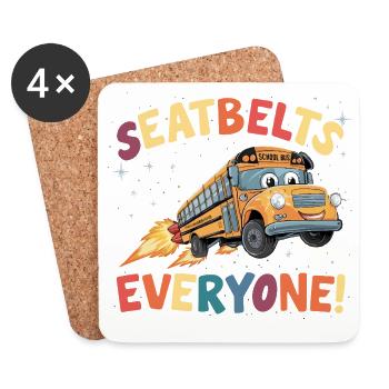Vol de fusée du bus scolaire spatial - Dessous de verre (lot de 4) - blanc - Devant