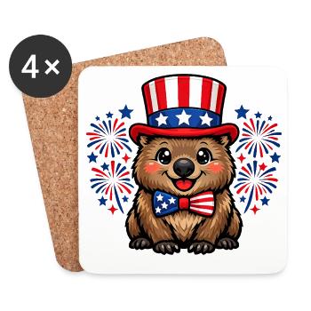 Wombat Australia Animals Patriot Independence Day - Coasters (set of 4) - white - Front