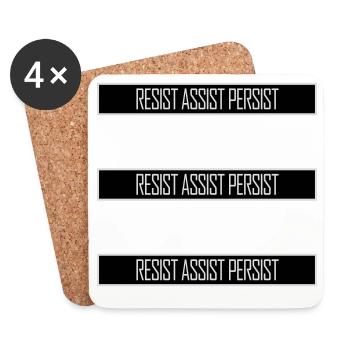 Resist Assist Persist Activism Motivation Logo - Coasters (set of 4) - white - Front