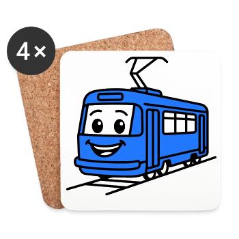 tram cartoon - Coasters (set of 4) - white - Front