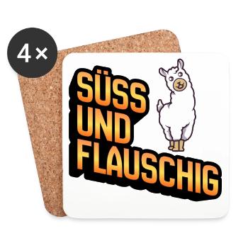 Süss und Flauschig Lama - Untersetzer (4er-Set) - Weiß - Vorne