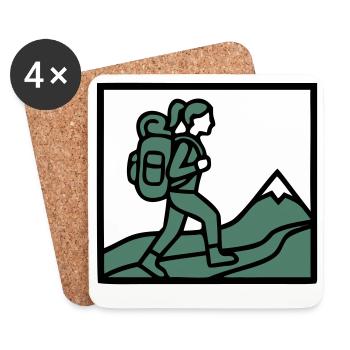 Hiker Backpack Mountains Hiking Women Wanderlust - Coasters (set of 4) - white - Front