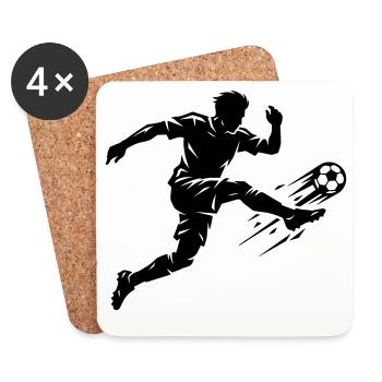 Fussballer Silhouette Fussball - Untersetzer (4er-Set) - Weiß - Vorne
