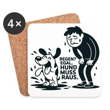 Regenhund Muss Raus - Untersetzer (4er-Set) - Weiß - Vorne