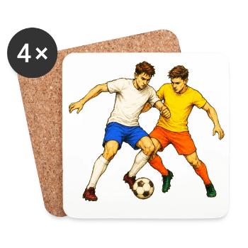Combat de football pour le ballon - Dessous de verre (lot de 4) - blanc - Devant