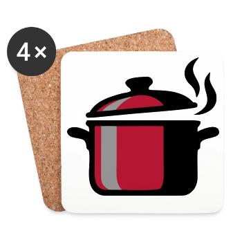 Kochtopf Kochen Küchenchef Restaurant Logo - Untersetzer (4er-Set) - Weiß - Vorne