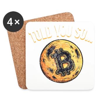 à la lune - Bitcoin, idée de cadeau Bitcoiner - Dessous de verre (lot de 4) - blanc - Devant