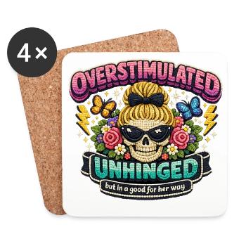 Overstimulated Unhunged Patch Geschenk - Untersetzer (4er-Set) - Weiß - Vorne