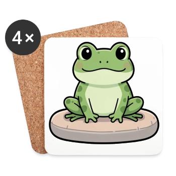 Niedlicher lustiger Frosch Geschenk - Untersetzer (4er-Set) - Weiß - Vorne