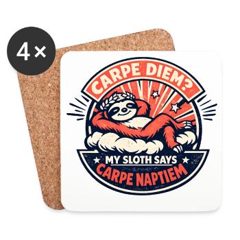 Carpe Diem Faultier Nickerchen - Untersetzer (4er-Set) - Weiß - Vorne